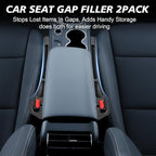Car Seat Gap Filler 2 Pack, Built-in Storage Slot & Seat Belt Pass-Through Design, No-Readjust Gap Blocker Organizer for SUV Truck Sedan, Universal Fit Car Interior Accessories