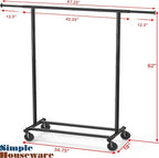 Simple Houseware Heavy Duty Clothing Garment Rack, Holds Up to 150 lbs, 42 to 67 Inches Extendable Rod, Black