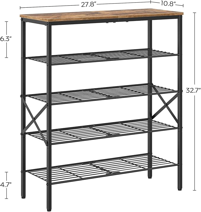 YATINEY 5-Tier Shoe Rack, Shoe Storage for Entryway and Closet, Free Standing Shoe Organizer with Metal Mesh Shelves, 16-20 P