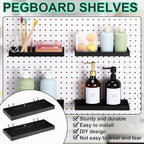 Blulu 4 Pcs Pegboard Shelves, 10 x 4 Inch Metal Heavy Duty Wall Mounted Pegboard Shelf Tray Accessories with Lip for Craft Ro