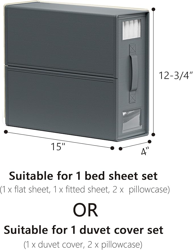 SUOCO SheetCube Bed Sheet Organizers and Storage 6 Pack, Foldable Linen Closet Organizer with Window and Label, Bedding Folde
