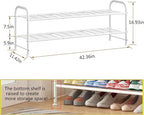 LINZINAR Shoe Rack Long 2 Tier Shoe Storage Organizer Metal Wide Shoe Shelf for Closet Entryway Bedroom 18 Paris Large Capaci