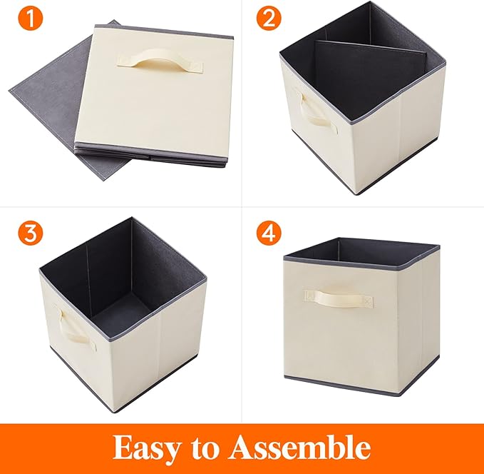 Lifewit Storage Cubes, Foldable Decorative Fabric Storage Baskets for Organizing Home Organizers with Handles for Shelves, Cl