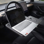 CarQiWireless Auto Steering Wheel Desk for Tesla Model 3 Model Y S X (Not for Yoke), Hollow Steering Wheel Tray for Laptop, Tablet, iPad, Or Notebook - Car Travel Table with Food Hook and Eating Tray