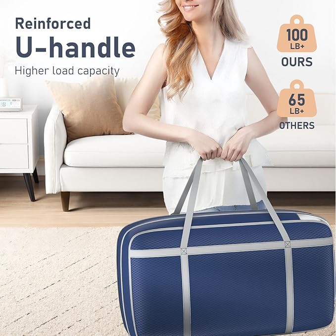DIMJ Compression Moving Bags - Extra Large Heavy Duty Comforter Storage Bag with Window, Packing Totes With Strong Handles & 