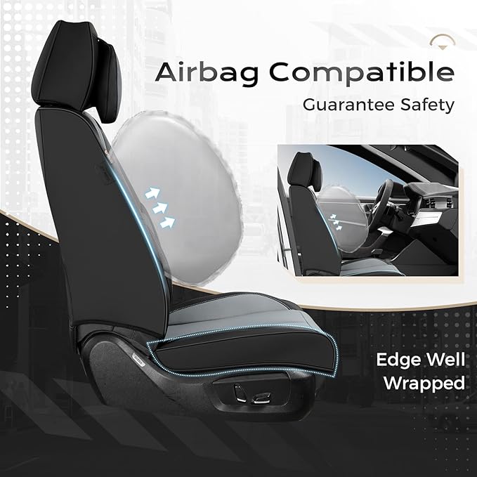 Coverado Seat Covers, Car Seat Covers Front Seats, Car Seat Cover, Car Seat Protector Waterproof, Seat Cushion Nappa Leather 
