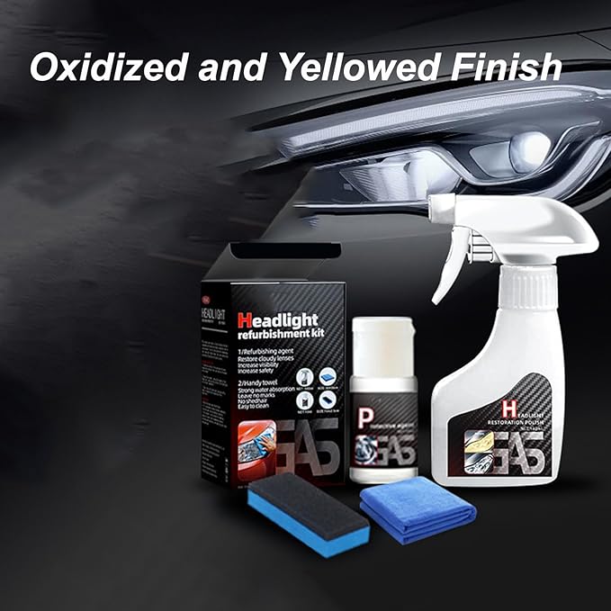 Headlight Restoration Kit, Headlight Cleaner, Head Light Restoring Kit,Automotive Headlamp Restoration Fluid (1 Set)