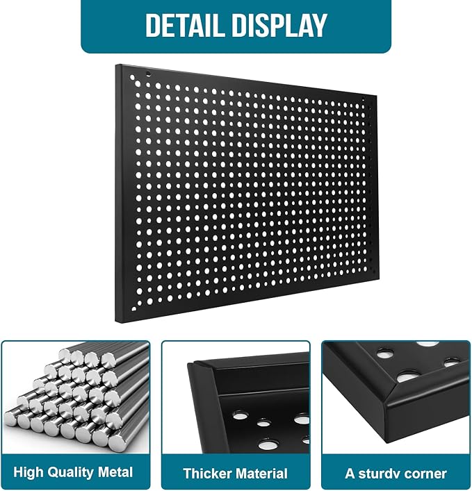 4 Pack Heavy Duty Steel Pegboard Garage Organization Panels,Universal 1/8 and 1/4 Pegboard Accessories,Suitable for Tool Stor