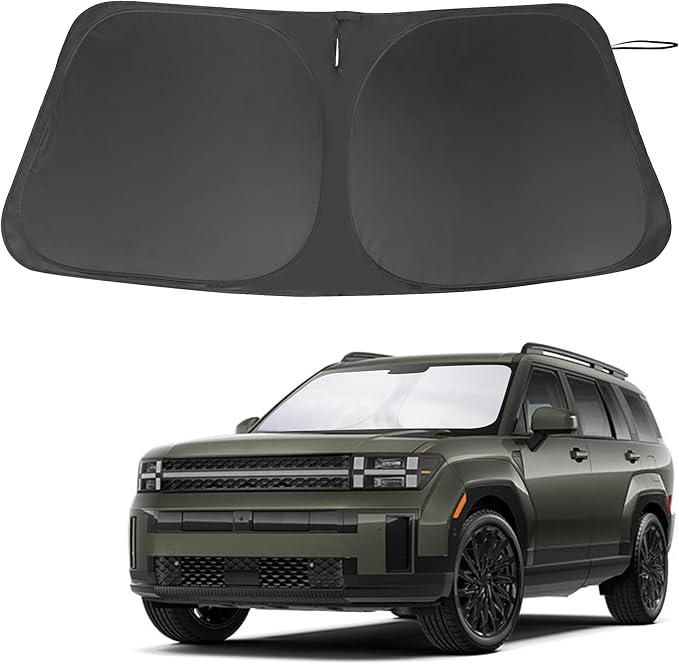 Front Windshield Sun Shade Foldable Front Window Sun Shade Visor Custom Fit for 2024-2026 Hymdai Santa Fe Block UV Rays Heat Sun Shield Keep Car Cooler Car Accessories