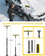 helloleiboo 2025 Extra Long 55.7" Ice Scrapers for Car Windshield Multi-Functional Detachable Car Ice Scraper with Foam Grip and 270° Pivoting Brush Head Snow Brush for SUV Truck Auto(Yellow)