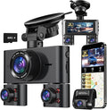 Dash Cam 360°, 4 Channel Camera for Cars Front and Rear Inside, 2K FHD Mini Dashcam, 5G WiFi, GPS, Free 64G Card, Voice Contr