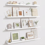 Fun Memories 36 Inch Floating Shelves for Wall - Wall Shelves with Lip Set of 4 - Nursery Bookshelf for Storage - Picture Led