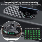 Multifunctional Car Dashboard Organizer - Anti-Slip Phone Holder with 360° Rotation, Parking Number Pad & Storage for Sunglas