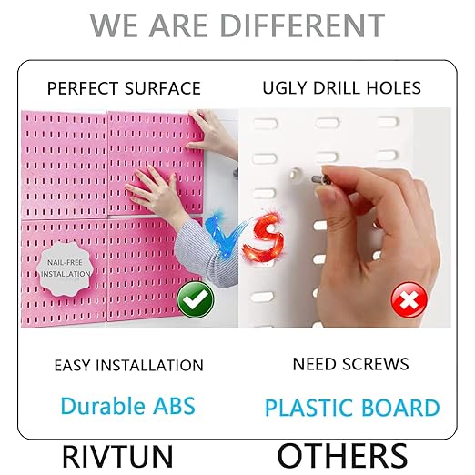 Pegboard Combination Kit for Wall Organizer, Wall Mounted Peg Board Kits for Kitchen, Bedroom, Office, &Bathroom, 4 Pieces Bl