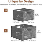 StorageWorks Wicker Basket with Handle, Wicker Storage Baskets for Organizing, Decorative Storage Baskets for Shelves, Paper 