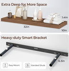 Fun Memories Floating Shelves for Wall 32 Inch Set of 3, Farmhouse Floating Shelves with Invisible Heavy Duty Bracket, 10 Inc