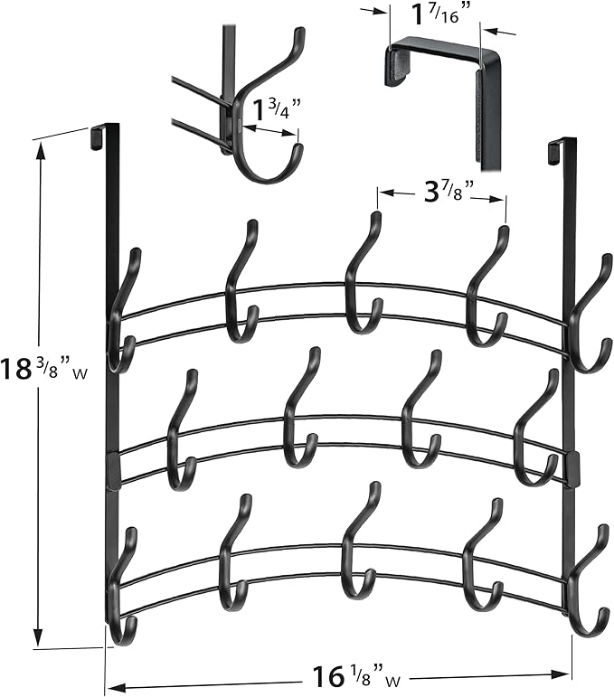 LYNK Professional® Home™ Over Door Hooks Rack - 28 Hook Over Door Hanger - Over Door Towel Rack - Hanging Towels or Clothes -