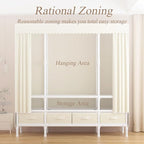 Portable Closet,Garment Rack,Heavy Duty Clothes Rack with Cover,Wardrobe Closet with 1 Hanging Rods, 2 Storage Shelves and 2 