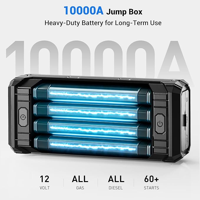 AVAPOW TJ68 10000A Battery Jump Starter Portable with 4 HD Display PD 65W Dual-Way Fast Charging,12V Jump Box, Car Battery