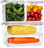 SANNO Vegetable Refrigerator Organizer Food Bins with lids Produce Saver Food Storage Container