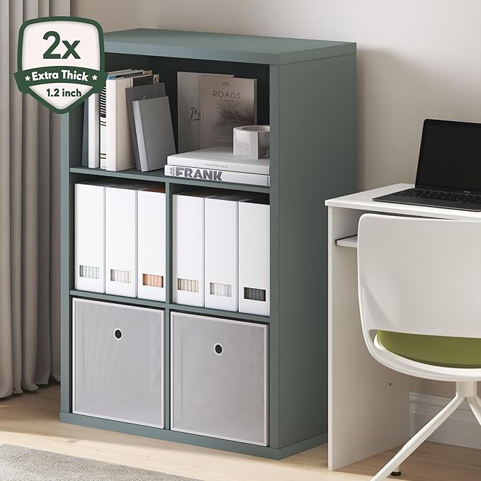 Furinno Cubicle Book Shelf, 5-Cube Bookshelf, Extra Thick Frame Cube Storage Organizer Bookcase with Closed Back, 15.3 x 29.9