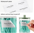 TIPGO Glass Qtip Holder Dispenser for Bathroom - 10 oz Clear Canister Apothecary Jar for Cotton Swabs, Balls, Pads, Floss Pic