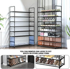 Hsscblet 8 Tiers Metal Shoe Rack,Adjustable Shoe Shelf Storage Organizer with Hooks,Stackable Boot & Shoe Storage,for Entrywa