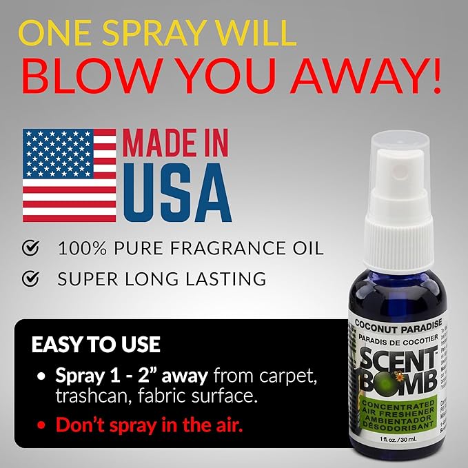 Scent Bomb Air Freshener Spray, Long-Lasting Odor Eliminator - Effective Deodorizer for Home & Car, Fresh Room Spray for Kitc