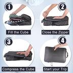 BAGAIL 5 Set Ultralight Compression Packing Cubes Travel Accessories Expandable Packing Organizers(Grey)