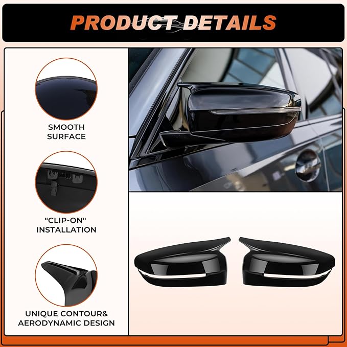 Glossy Black Mirror Cover Caps Rearview Side Mirror Covers Fit for BMW G20 G21 G30 G31 G11 G12 G14 G15 G16 2017 2018 2019 2020 2021 2022 Left Driver Side Right Passenger Side-2 PCS