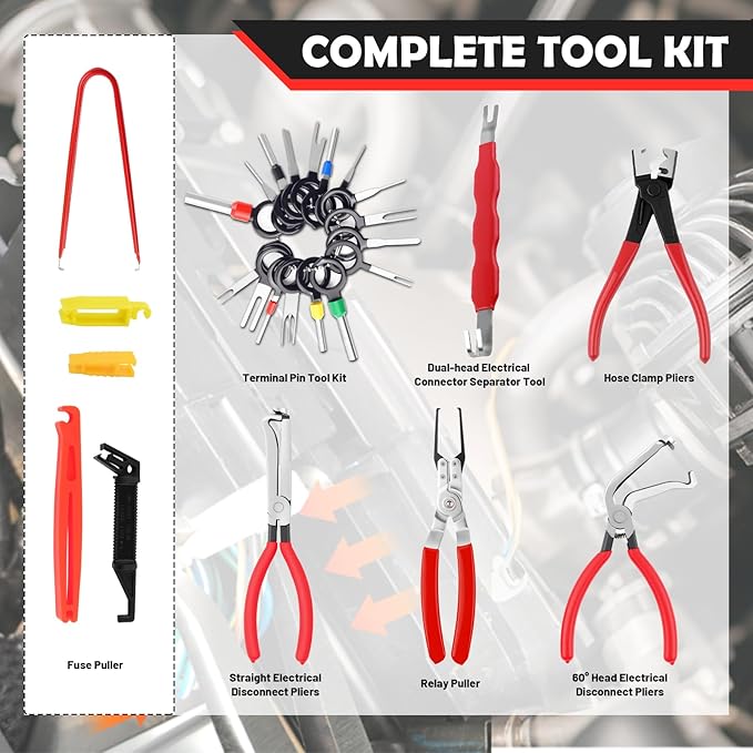 11PCS Automotive Electrical Terminal Connector Separator Removal Tool Kit,Straight/60°/Dual Head Automotive Electrical Connec