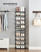 SONGMICS Shoe Rack, 10-Tier Shoe Organizer, Metal Storage Shelf, Upright or Upside Down, for 11-22 Pairs, for Entryway, 11.8 
