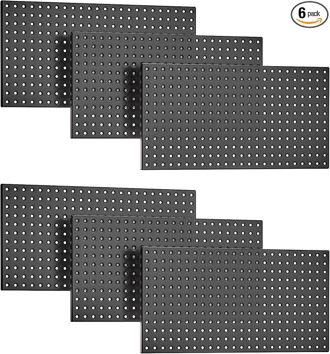 EVERHANGER Metal Pegboard Panels 24" x 12", Heavy Duty Steel Peg Boards for Garage, Pegboard Wall Organizer for Tool Storage 