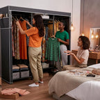 Raybee Clothes Rack with Cover,Portable Closet Heavy Duty,Metal Clothing Racks for Hanging Clothes Adjustable for Bedroom 66.