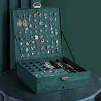 Women Jewelry Box Lockable 3 Layers Large Jewelry Organizer Storage Case for Earrings Necklaces Rings Bracelets,Green Display