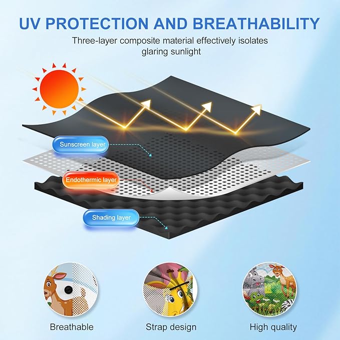 Car Window Shades with 8 Magnets-26.8"x19.7" Car Rear/Side Window Sunshade for Baby Semi-Transparent 2-in-1 Universal Auto Sun Shade for Kid & Pet Protection (2 Pack) Grassland Animal