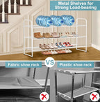AOODA Long 3 Tier Metal Shoe Rack for Closet Wide Stackable Shoe Storage Organizer for Entryway, Bedroom, Floor, 24-Pairs Men