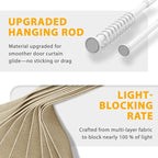 Jilron Accordion Door Curtain Set - 100% Blackout, with Curtain Rod Included, for Bedroom Privacy Protection (Beige-43 W x 78