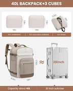 LOVEVOOK 40L Travel Backpack for Women & Men - 17.3 Inch Carry On Backpack & Personal Item Backpack for Airlines, Spacious an