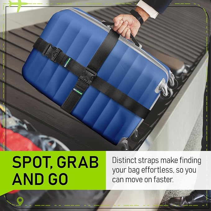 Untethered Luggage Straps | TSA-Approved Suitcase Belts with Heavy-Duty Buckles. Secure Adjustable Travel Accessories for Che