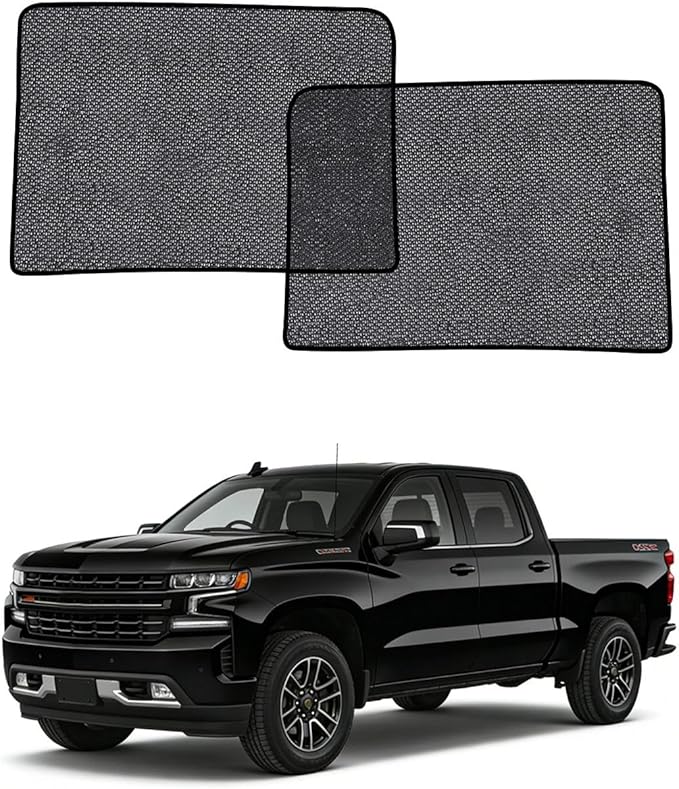 Car Window Shades for Chevy Silverado(2020-2026), 2-Pack Rear Window Sun Shades for Baby – Breathable Mesh, UV & Heat Blocker, Privacy Protection for Camping, Travel, Sleep & Nursing