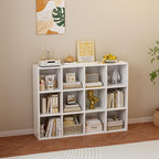 OSCHF 12-Cube Storage Shelf Bookcase - Wooden 3-Tier Floor Standing Open Bookshelf for Home and Office, Display Cabinet, Warm