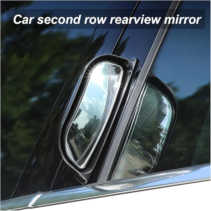 2PCS Adjustable Blind Spot Mirrors for Car Rear Seat - Wide Angle Convex B-Pillar Side View Mirror for Second Row Door Safely Get-Off, HD Glass Stick-on Auxiliary Mirror for Car SUV (Black)