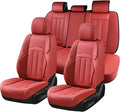 Coverado Car Seat Covers Front Set, Luxury Nappa Leather Seat Covers Universal Fit Waterproof Non-Slip Breathable Automotive 