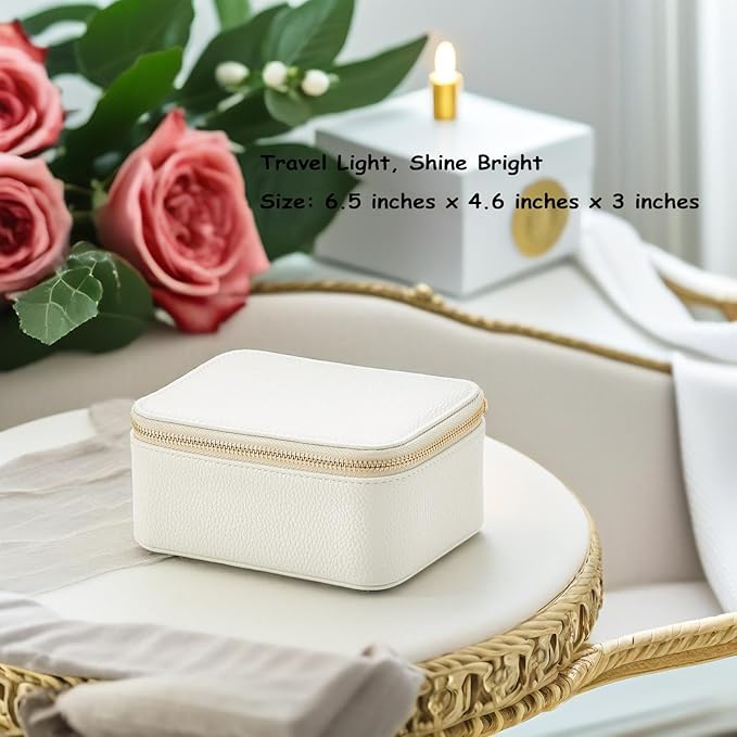 VLANDO Travel Jewelry Box Organizer – Portable PU Leather Jewelry Case with 6/8/12 Zippered Pouches, Compact Storage for Earr