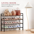 Bumusty 4-Tier Expandable Shoe Rack for Closet, 18“-33” Adjustable Shoe Rack for Small Space, Small Shoe Organizer for Front 