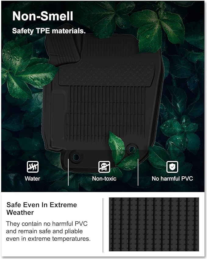 KIWI MASTER Floor Mats for 2013-2018 Toyota RAV4 (Non-Hybrid), OEM Replacement PT908-42165-20, Custom Fit All Weather Car Mats, Heavy Duty TPE Floor Liners, Front & Rear 2 Row, Black
