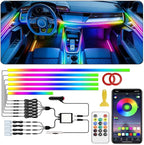 Interior Car LED Strip Lights, Acrylic LED Lights RGB Dreamcolor 10 in 1 with 175 inches 593 LEDs Fiber Optic Ambient Lighting Kits,APP and Remote Control 16 Million Colors Car Neon Lights