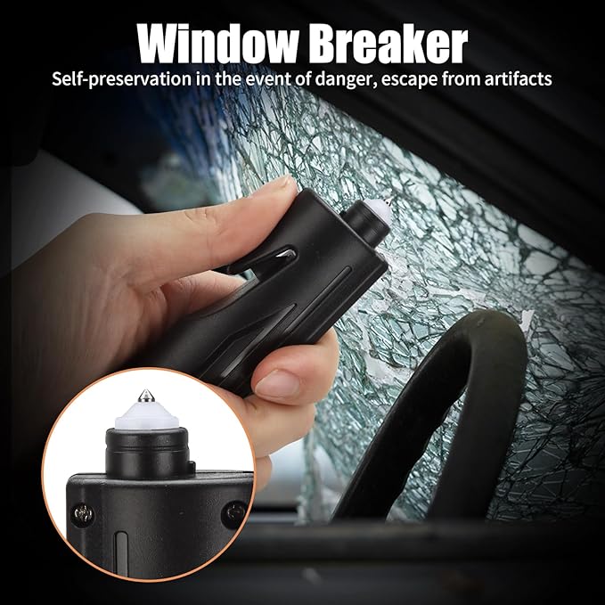 KnLnny Ware Automotive Escape Tool, Window Breaker,Seatbelt Cutter, Car Flashlight, 5 in1 Auto Tactical Gear, USB Charging, M