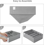 4 Packs T-shirt Drawer Organizers for Clothing,5 Grids Compartment Wardrobe Storage Box, Washable Clothes Organizer for Folde